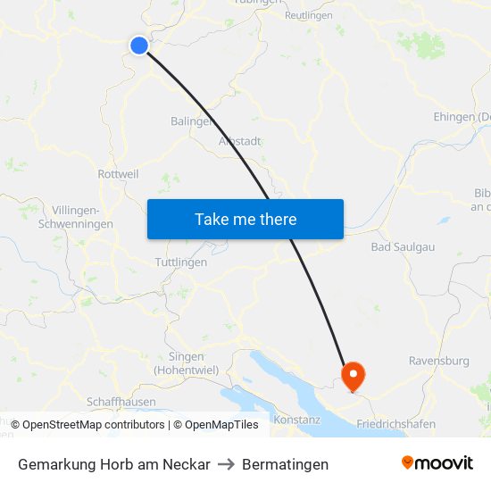 Gemarkung Horb am Neckar to Bermatingen map