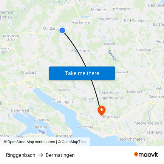 Ringgenbach to Bermatingen map