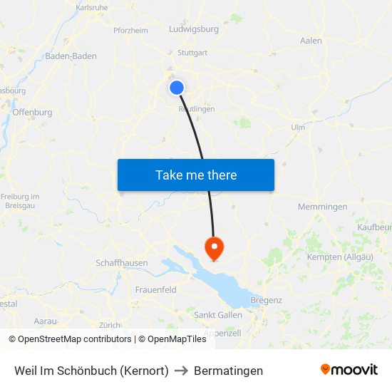 Weil Im Schönbuch (Kernort) to Bermatingen map