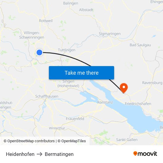 Heidenhofen to Bermatingen map