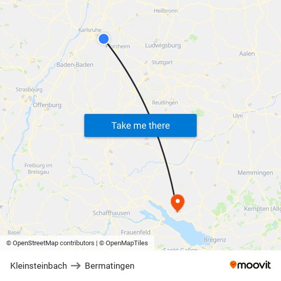 Kleinsteinbach to Bermatingen map