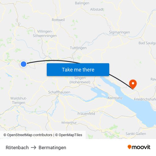 Rötenbach to Bermatingen map