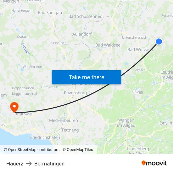 Hauerz to Bermatingen map