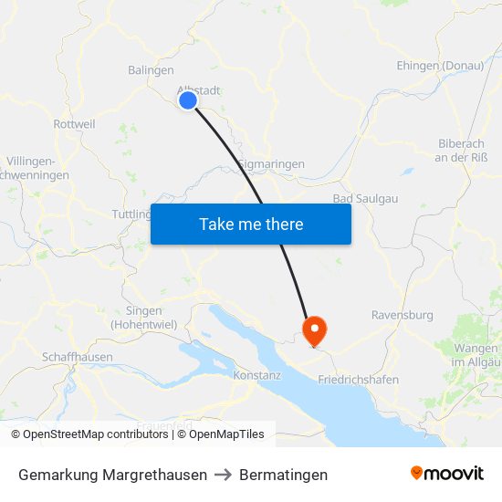 Gemarkung Margrethausen to Bermatingen map