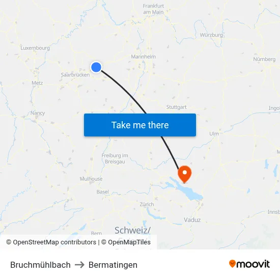 Bruchmühlbach to Bermatingen map