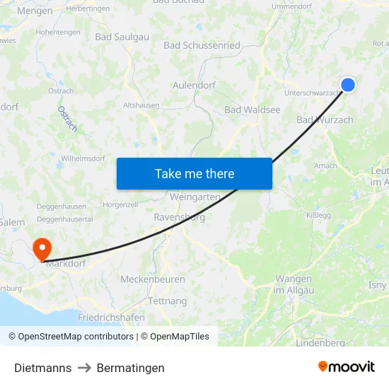 Dietmanns to Bermatingen map