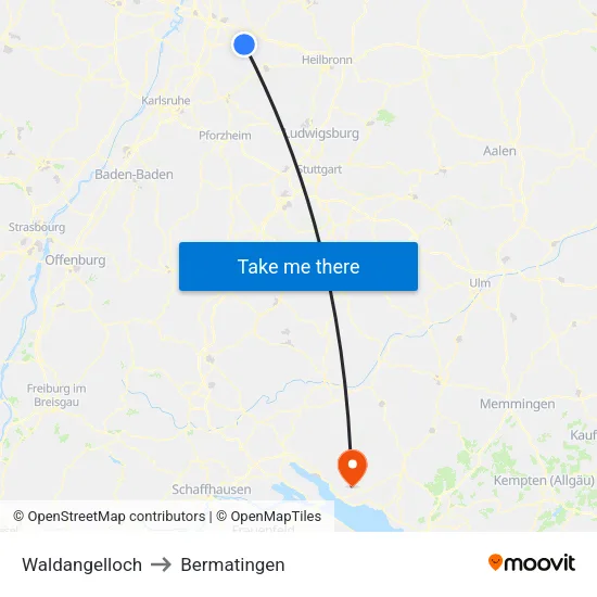Waldangelloch to Bermatingen map