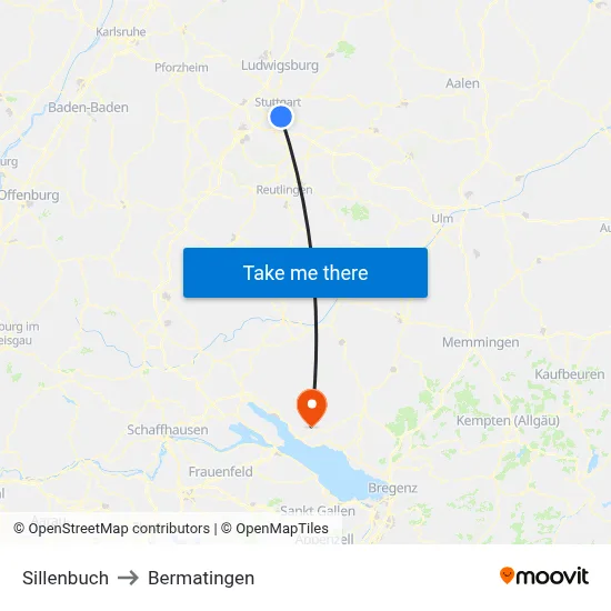 Sillenbuch to Bermatingen map