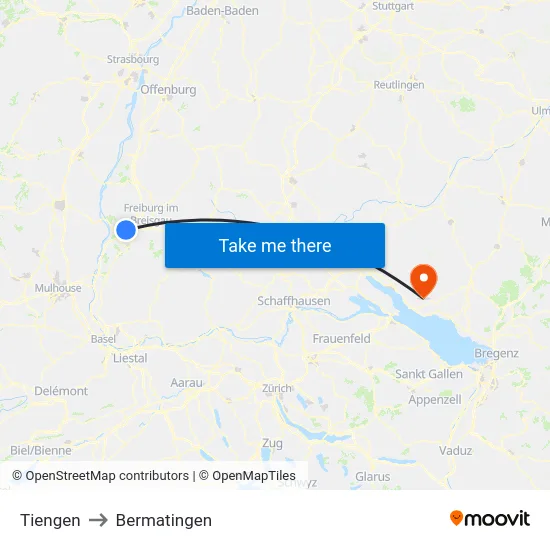 Tiengen to Bermatingen map