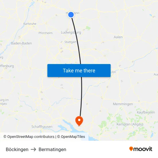Böckingen to Bermatingen map