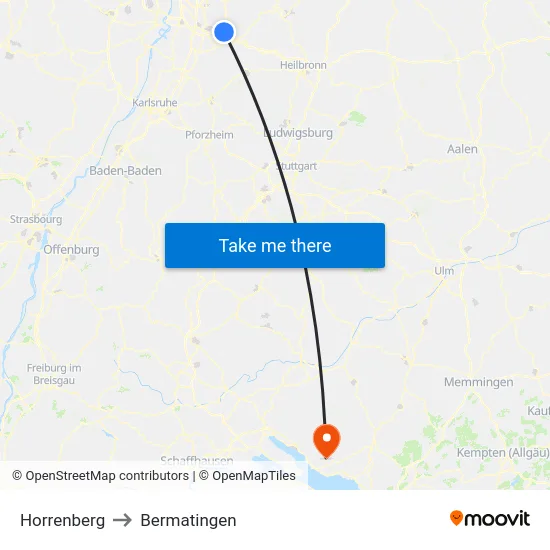Horrenberg to Bermatingen map