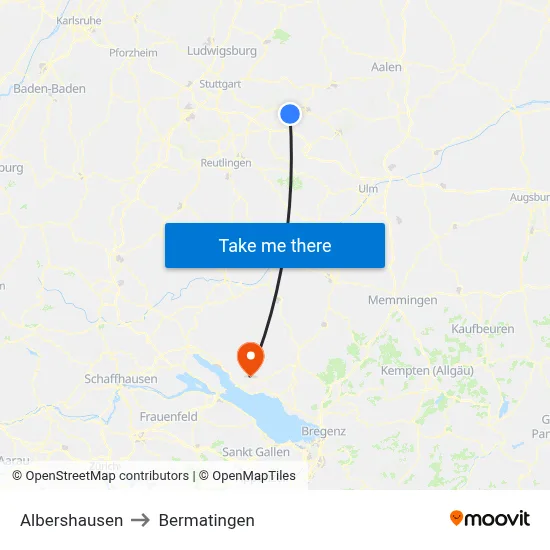 Albershausen to Bermatingen map