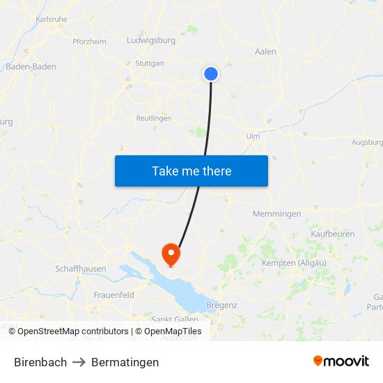 Birenbach to Bermatingen map