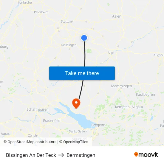 Bissingen An Der Teck to Bermatingen map