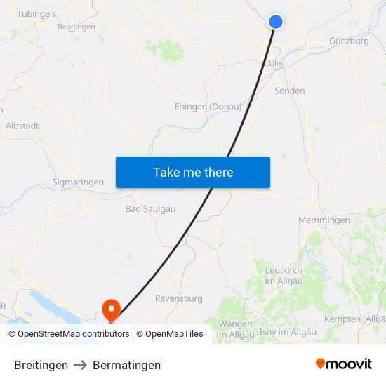 Breitingen to Bermatingen map