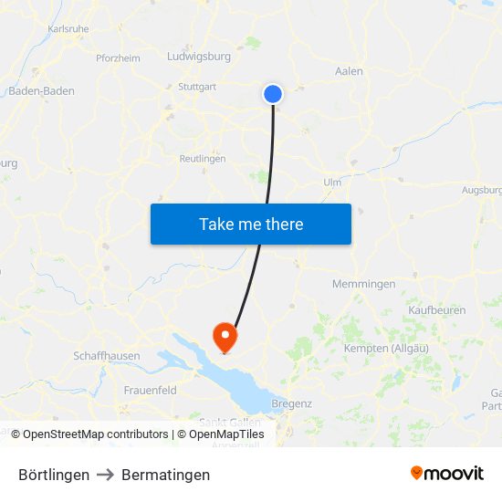 Börtlingen to Bermatingen map