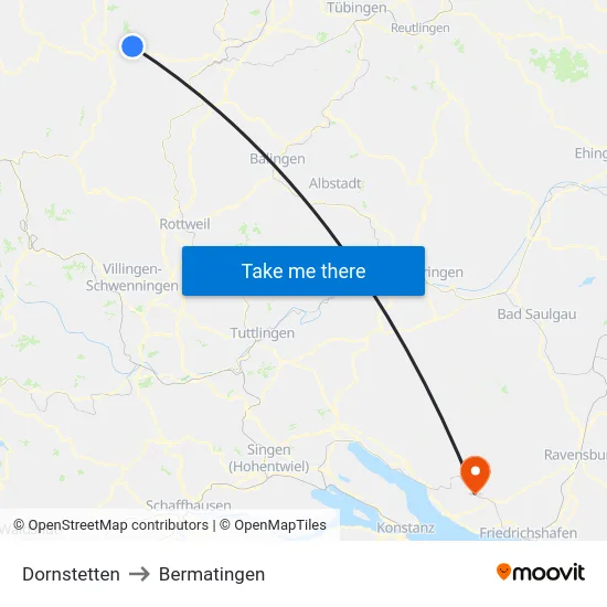 Dornstetten to Bermatingen map