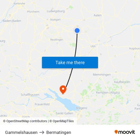 Gammelshausen to Bermatingen map