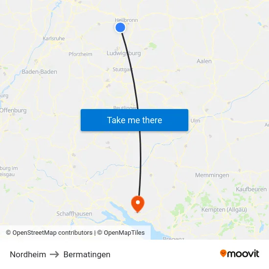 Nordheim to Bermatingen map
