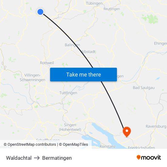 Waldachtal to Bermatingen map