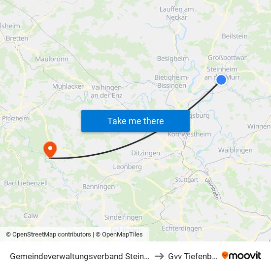 Gemeindeverwaltungsverband Steinheim-Murr to Gvv Tiefenbronn map