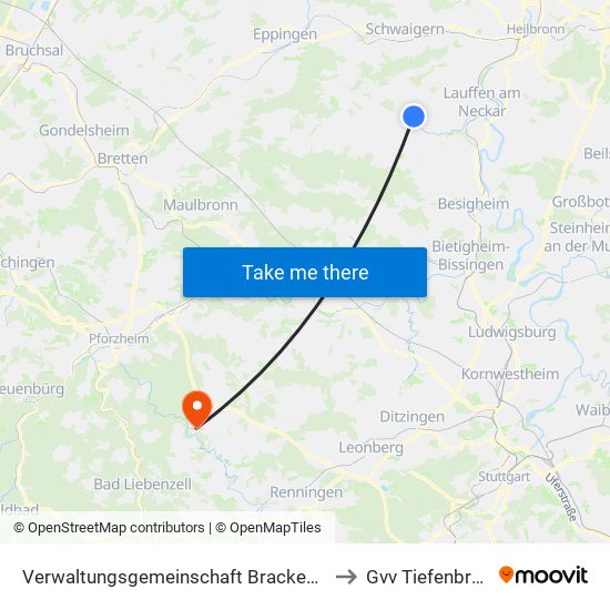 Verwaltungsgemeinschaft Brackenheim to Gvv Tiefenbronn map