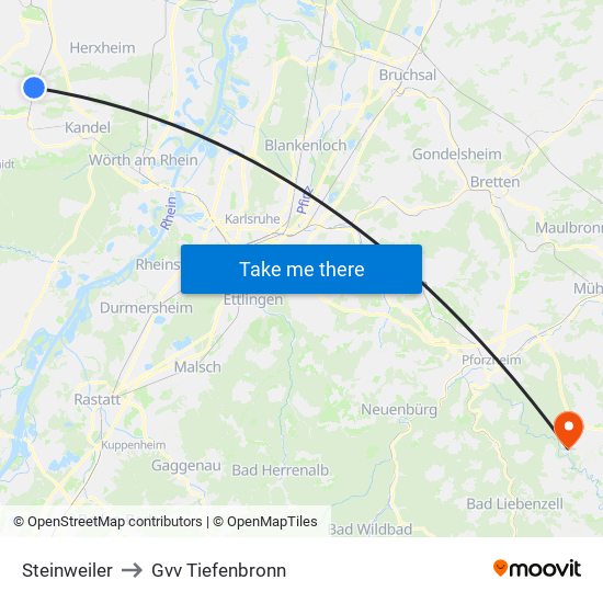 Steinweiler to Gvv Tiefenbronn map