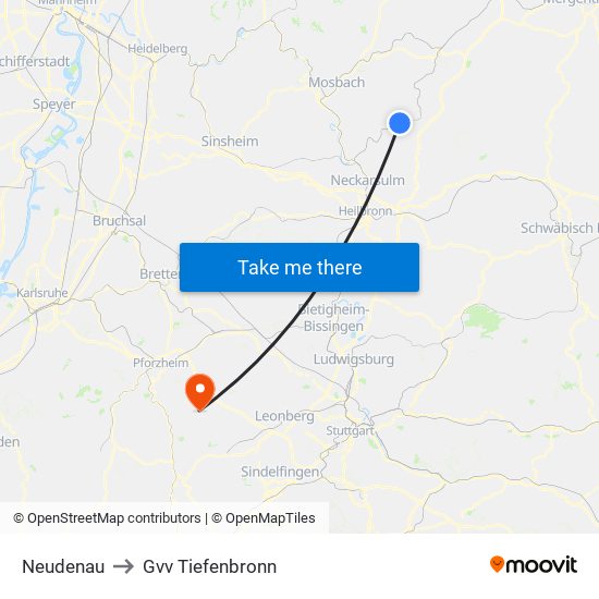 Neudenau to Gvv Tiefenbronn map