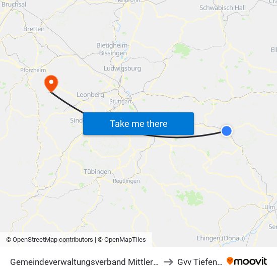 Gemeindeverwaltungsverband Mittleres Fils-Lautertal to Gvv Tiefenbronn map