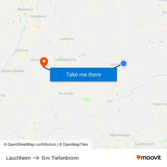 Lauchheim to Gvv Tiefenbronn map