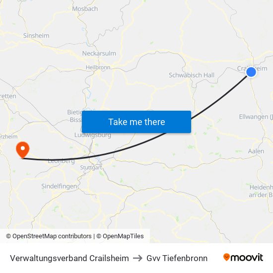 Verwaltungsverband Crailsheim to Gvv Tiefenbronn map