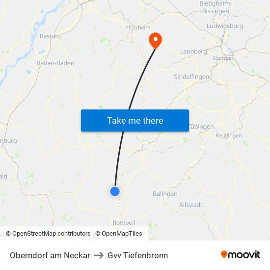 Oberndorf am Neckar to Gvv Tiefenbronn map