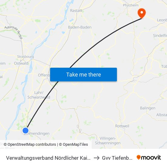 Verwaltungsverband Nördlicher Kaiserstuhl to Gvv Tiefenbronn map