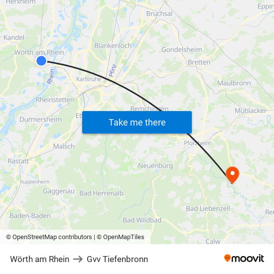 Wörth am Rhein to Gvv Tiefenbronn map