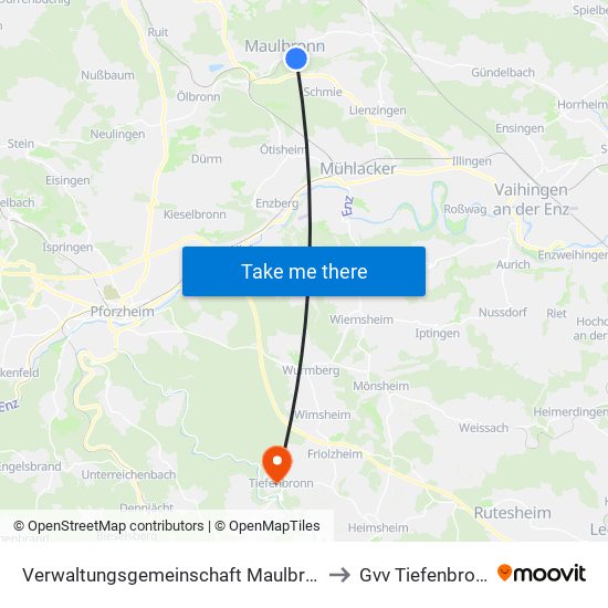 Verwaltungsgemeinschaft Maulbronn to Gvv Tiefenbronn map