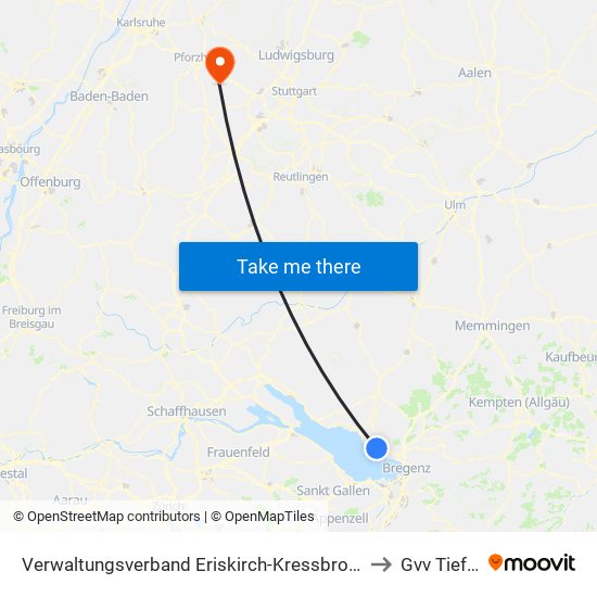 Verwaltungsverband Eriskirch-Kressbronn am Bodensee-Langenargen to Gvv Tiefenbronn map