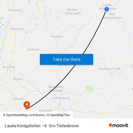 Lauda-Königshofen to Gvv Tiefenbronn map