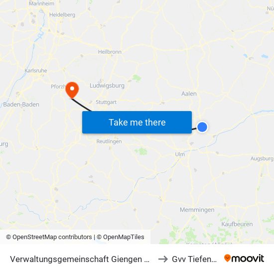 Verwaltungsgemeinschaft Giengen An Der Brenz to Gvv Tiefenbronn map