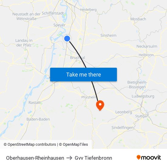 Oberhausen-Rheinhausen to Gvv Tiefenbronn map