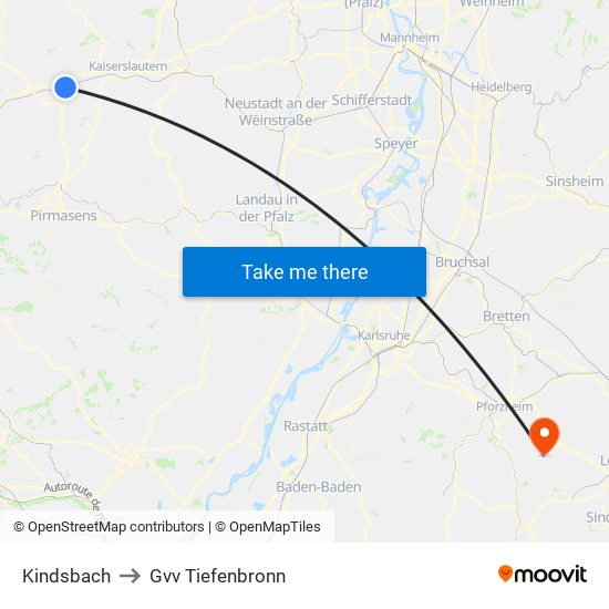 Kindsbach to Gvv Tiefenbronn map