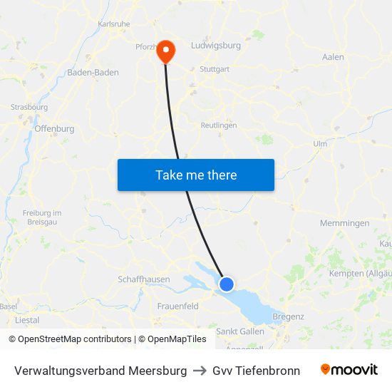 Verwaltungsverband Meersburg to Gvv Tiefenbronn map