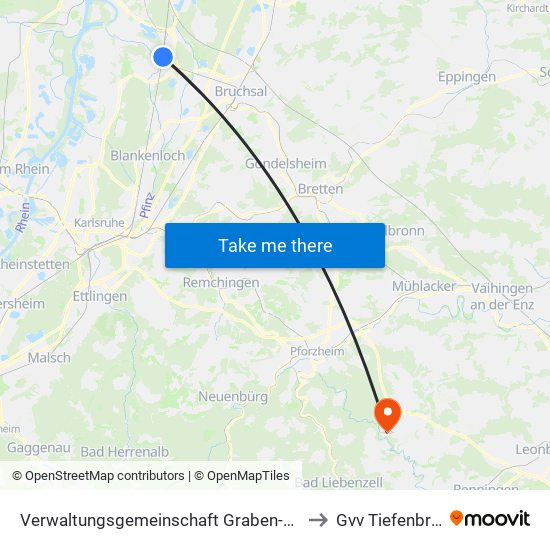 Verwaltungsgemeinschaft Graben-Neudorf to Gvv Tiefenbronn map