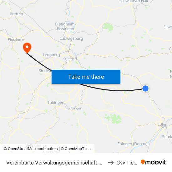 Vereinbarte Verwaltungsgemeinschaft Der Stadt Geislingen An Der Steige to Gvv Tiefenbronn map