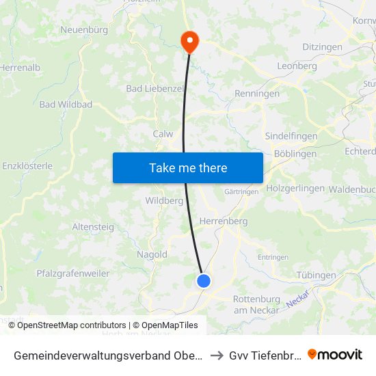 Gemeindeverwaltungsverband Oberes Gäu to Gvv Tiefenbronn map