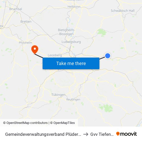 Gemeindeverwaltungsverband Plüderhausen-Urbach to Gvv Tiefenbronn map