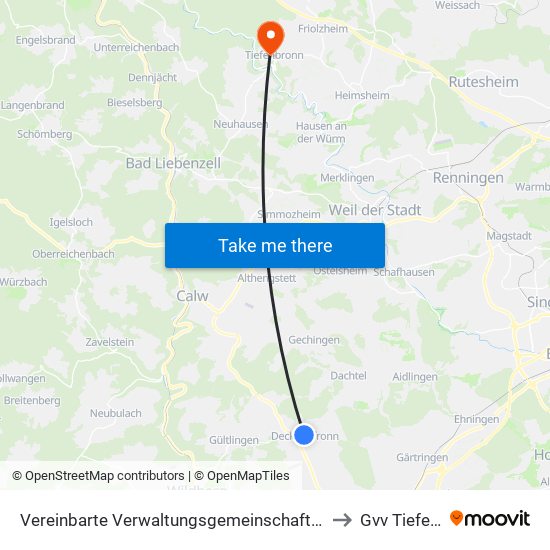 Vereinbarte Verwaltungsgemeinschaft Der Stadt Herrenberg to Gvv Tiefenbronn map