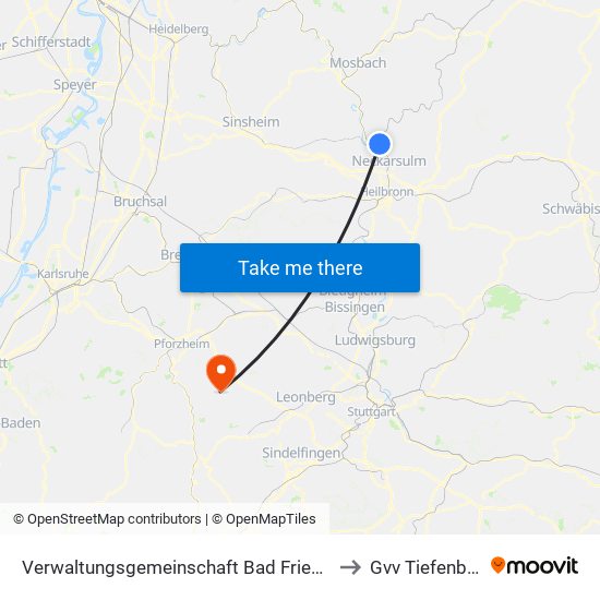 Verwaltungsgemeinschaft Bad Friedrichshall to Gvv Tiefenbronn map