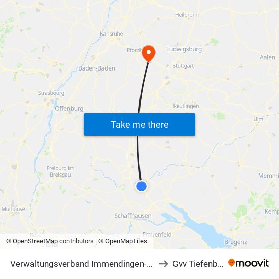 Verwaltungsverband Immendingen-Geisingen to Gvv Tiefenbronn map