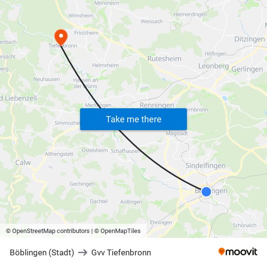 Böblingen (Stadt) to Gvv Tiefenbronn map