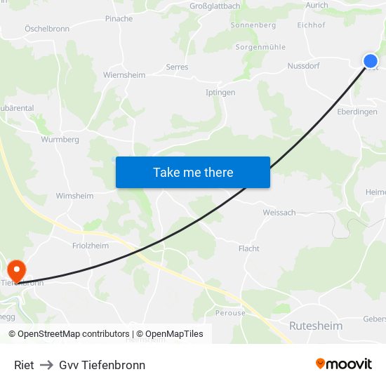 Riet to Gvv Tiefenbronn map
